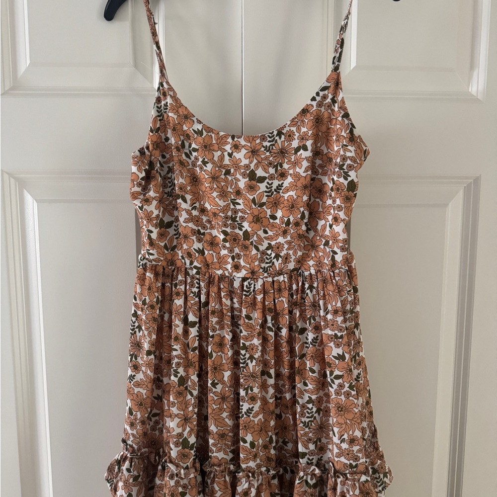 Altar'd State Floral Maxi Dress - Orange with White and Green flowers